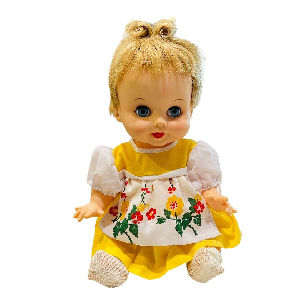 Effanbee Cup Cake Drink Wet 11” Baby Doll Rooted Hair Sleep Eyes 1963 Cupcake